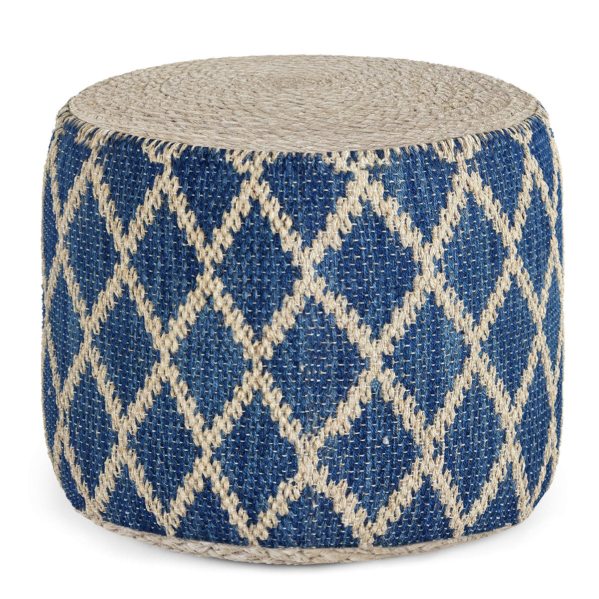Handwoven Round Pouf – Jute & Cotton